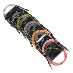 Cabo de guitarra 3m, acessórios coloridos para instrumentos de cordas, sem ruído, cabo de fio trançado de áudio, plugue de metal para guitarra elétrica e baixo - Image 2