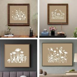 8/16/30 pçs estênceis para pintura de tela em madeira reutilizável estêncil arte modelo diy folhas florais desenho modelos estênceis - Image 4