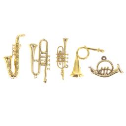 Mini Golden trompete saxofone para bonecas, instrumentos de sopro, instrumento musical, casa bar, boneca acessórios, 24pcs por conjunto - Image 2