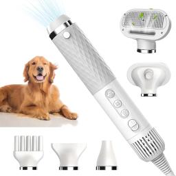 Portátil Pet cabelo secador com 4 bicos, cão secador de sopro para gato grooming, temperatura ajustável e velocidade - Image 1