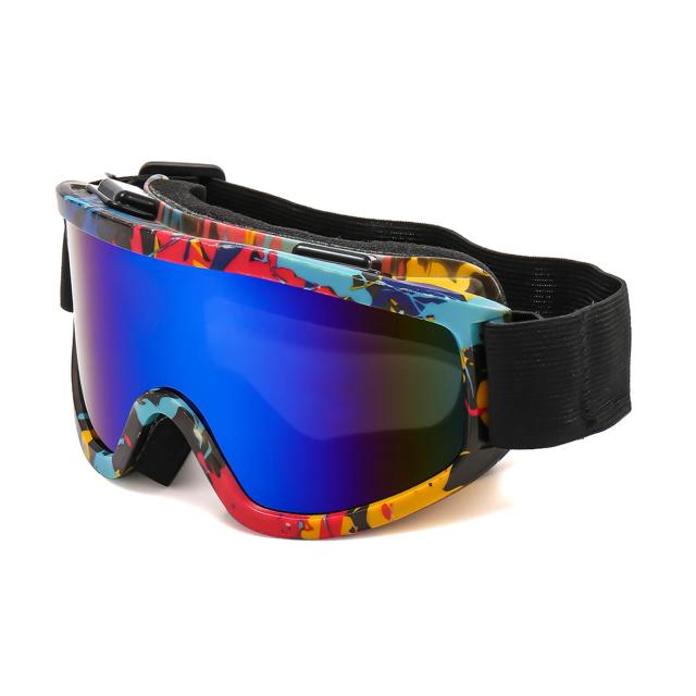 Óculos de Esqui Armação Grande Lente Colorida Anti-Colisão Anti-Reflexo Esporte Neve Snowboard