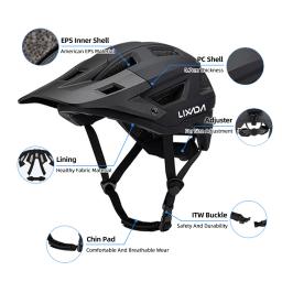 Lixada-Capacete de bicicleta com viseira removível para homens e mulheres, capacete de ciclismo, MTB Road Bike, mostrador ajustável, aberturas 14Air, 55-61cm - Image 4