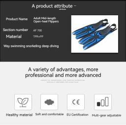 Novas nadadeiras de mergulho ajustáveis, auxílio para treinamento de natação, equipamento médio longo para mergulho com snorkel, mar profundo, barbatanas duplas - Image 6