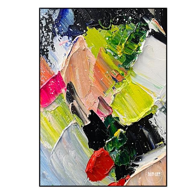Tela de Linho Artesanal Abstrata com Textura em Pintura a Óleo para Decoração de Parede