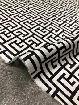 Tecido estampado de labirinto geométrico preto e branco, estiramento sarja, tecido de seda luxuoso leve, camisa high-end, casaco, terno, tecido de costura, moda - Image 4