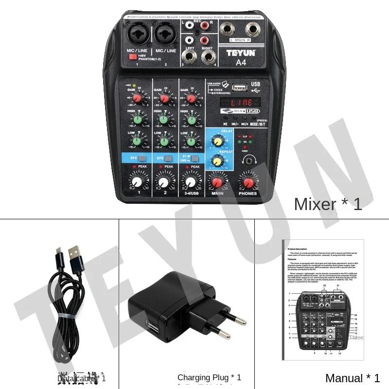 TEYUN-DJ Som Mesa De Mistura Console, Audio Mixer, Bluetooth, USB Play, Controlador De Gravação, Mixagem Console, 24 DSP Efeito, 8 6 4 Canais, 48V - Image 1