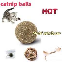 Conjunto de bolas de catnip para gato, feito de polygonum, brinquedo de mastigação, limpeza de dentes, engraçado, 3 partes - Image 1