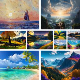 Kit de pintura a óleo de paisagem para adultos, colorir mundo bonito, tintas a óleo artesanais, arte da parede, artesanato, 50*70 - Image 1