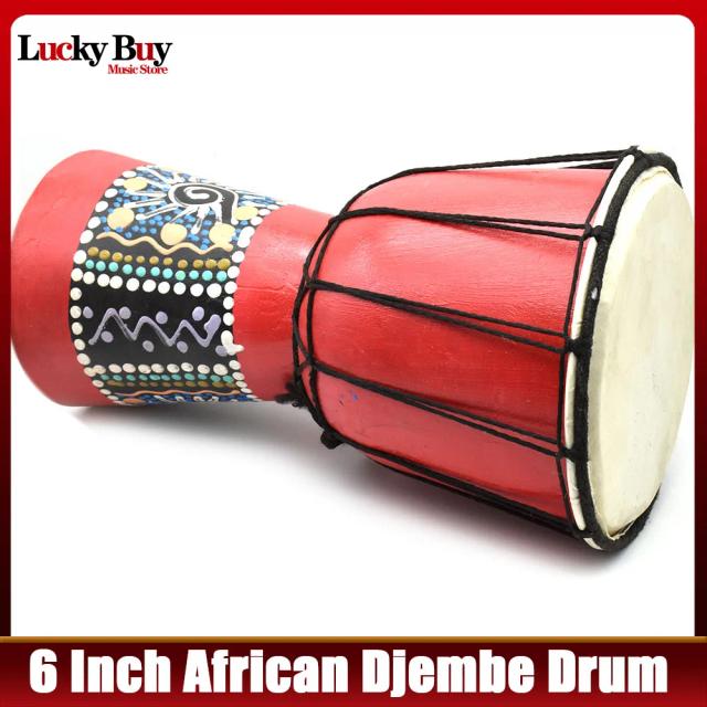Djembe Drum Africano de 6 Polegadas em Madeira com Pele de Cabra - Instrumento Musical Tradicional com Som Poderoso