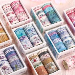 Conjunto De Fita Adesiva Washi, Adesivos De Papel Japoneses, Washitape Flor De Scrapbooking, Famosa Série De Mar E Floresta, Estacionária, 10Pcs - Image 1