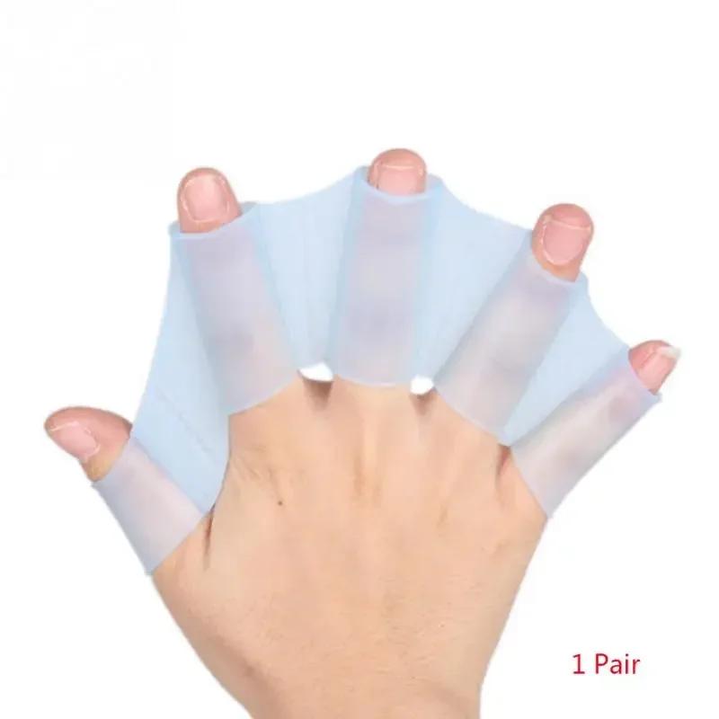 Luvas de silicone tipo rã para natação, unisex, mão, nadadeiras, dedo, mão, remo, esportes aquáticos, ~ 3, 1 par - Image 1
