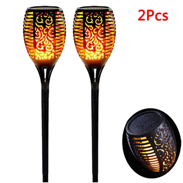 Luzes de Tocha Solar LED Cintilantes - Kit com 1/2/4/6/8 Peças para Decoração de Jardim, Quintal e Pátio à Prova d'Água