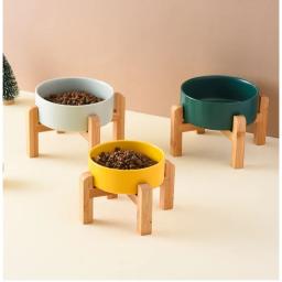 Tigela dupla cerâmica com suporte de madeira, suprimentos de alimentação elevados para cães grandes, alimentadores de comida e água, cães pequenos médios e grandes, 1500ml - Image 5