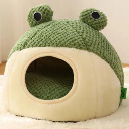Semi fechado Kitten Puppy House, Quente Pet Nest, Dog Den, Cat Villa, Colchão de pelúcia, Sapo pequeno, Pet Supplies, Novo, Inverno - Image 6