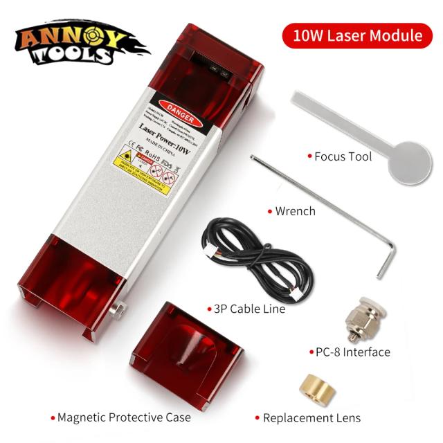 Sistema Laser de 10W com Cabeça de Assistência a Ar para Gravação de Metal e Madeira - Tecnologia TTL PWM 445nm
