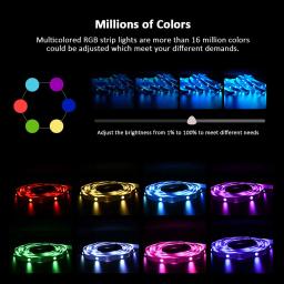Luzes de tira LED para festa doméstica, iluminação RGB, sincronização de música, mudança de cor, 5050 ,5V, 1m-5m, 16 milhões de cores - Image 3