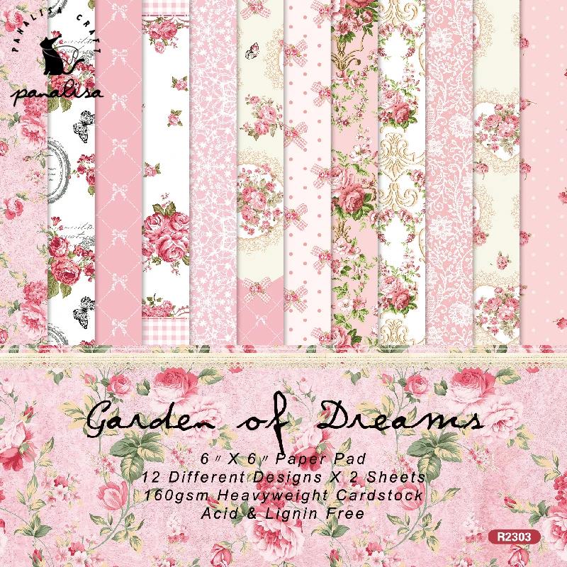 Panalisa-Scrapbook Papel Floral, Scrapbooking, Modelado, Artesanato DIY, Fundo, Rosa, Flor, Panalisa, 6 "x 6", 24 Folhas - Image 1