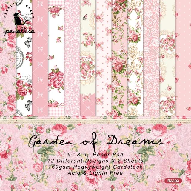 Papel Floral Panalisa para Scrapbook: 24 Folhas de Fundo Rosa para Artesanato DIY 6"x6"