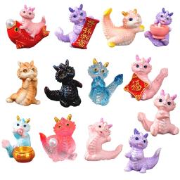 Mini estatueta do dragão para decoração de Dollhouse, ornamento bonito, micro paisagem, brinquedo em miniatura, presentes de ano novo, ano do dragão, 2024 - Image 1