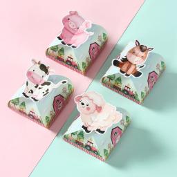 12pçs caixa de presente de papel com tema de fazenda, doces, bolo, biscoitos, saco de embalagem de animais de desenho animado, decoração de aniversário, casamento, suprimentos para festa de chá de bebê - Image 1