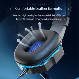 Auscultadores estéreo com cancelamento de ruído, Over Ear, Fones de ouvido com iluminação LED legal, Jogos de celular, Computador - Image 2