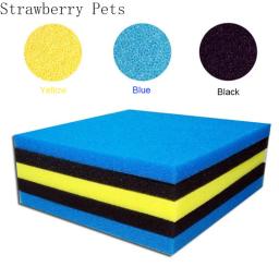Espuma de filtragem para aquário, preto, azul, amarelo, 50cm x 50cm x 2cm, filtro bioquímico para tanque de peixes, almofada de esponja - Image 1