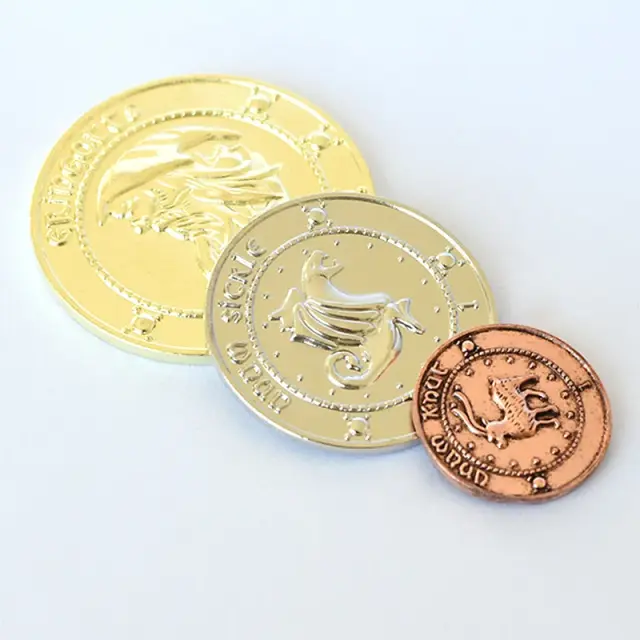 Conjunto de 3 Moedas Comemorativas do Mundo Mágico Harris Gringotts para Fãs