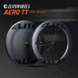 ELITEWHEELS AERO-TT Rodas de fibra de carbono Triathlon Wheelst V Brake Tubeless Clincher Wheel para TT Bike Racing - Image 1