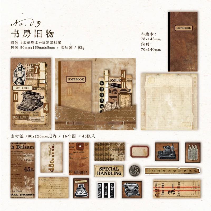 45 folhas por conjunto de notas de história almofadas de papel vintage cadernos material decorativo base de escrita scrapbook manual 160*90mm - Image 1