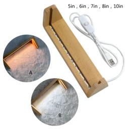 Led base de madeira suporte de exibição em forma de u quadro arte luzes exibir pedestal luz quente suporte de lâmpada com cabo usb fácil de usar - Image 4