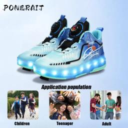 Crianças 2 Rodas Com LED Patins Sapatos Moda 2-em-1 Tênis Com Rodas Patinação de Esportes para Crianças Sapatos de Dupla Finalidade - Image 4