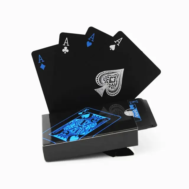 Conjunto de 55 Cartas de Plástico e PVC Pretas para Pôquer e Truques de Mágica