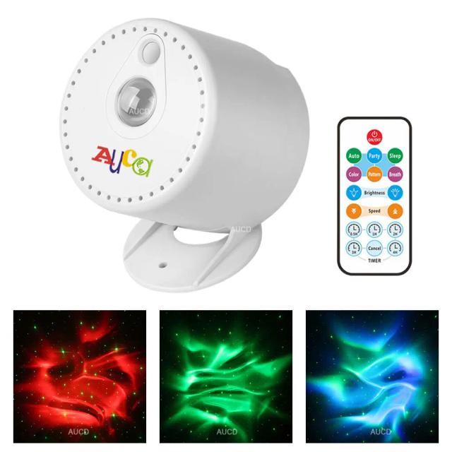 Luz de Projetor LED RGB Galáxia Aurora com Efeito Céu Estrelado e Controle Remoto, Ideal para Escritório e DJ com Ativação por Som