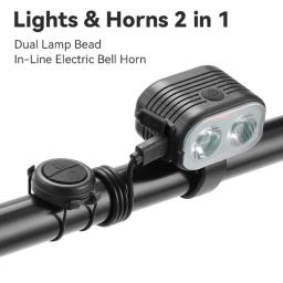 X-TIGER-Farol LED de bicicleta com buzina, luzes à prova d'água, USB recarregável, 200 lumens, 6 modos, 2 em 1 - Image 3