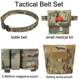 Conjunto de cinto modular tático com IFAK Medical Pouch, Dump Pouch, 5,56, 9mm Pouch, Battle Belt, Utility ajustável Dever Belt - Image 2
