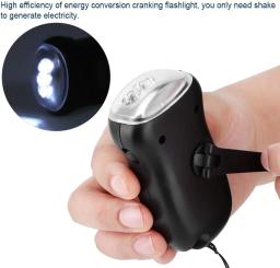 Mão manivela solar powered lanterna recarregável, lanterna dínamo led, suprimentos de emergência, conversão de alta energia, portátil fla brilhante - Image 5