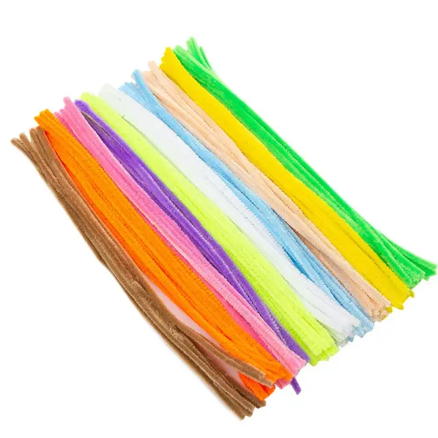 Hastes de Chenille Torcidas de 30cm para Brinquedos Educativos e Artesanato - Kit com 100 Unidades
