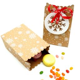 Saco De Presente De Papel Kraft com Fita Tag, Feliz Natal, Floco De Neve, Decoração De Festa, Comida, Biscoito, Caixas De Embalagem, 12Pcs - Image 6