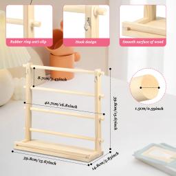 Suporte de carretel de superfície lisa Organizador de fita de madeira Rack de armazenamento para sala de artesanato 2 ganchos 4 camadas - Image 2