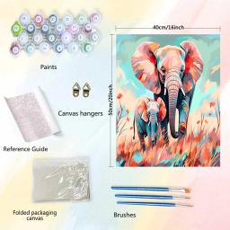 RUOPOTY-Kits de Pintura Acrílica com Moldura, Tinta por Número para Iniciantes, Elefante, Óleo, Artes, Artesanato para Casa, Quarto, Decoração da Parede - Image 2