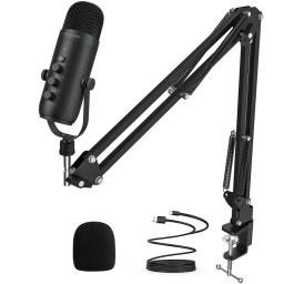 Professional USB Streaming Podcast PC Microfone Estúdio Cardioid Condensador Mic Kit com Boom Arm Para Gravação Twitch YouTube - Image 1