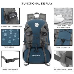 Mochila de caminhada ao ar livre de grande capacidade para homens e mulheres, impermeável Camping Bag Compartimento de sapato 50L - Image 5