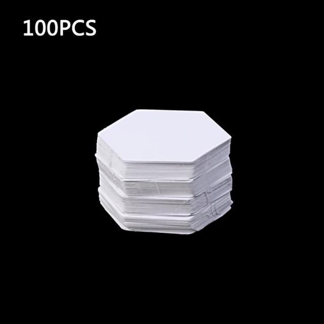 Conjunto de 100 Moldes de Hexágonos em Papel Branco para Patchwork e Acessórios