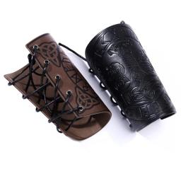 Armadura medieval homem cosplay aquecedores de braço laço-up viking pirata cavaleiro gauntlet pulseira bracer steampunk acessórios - Image 4