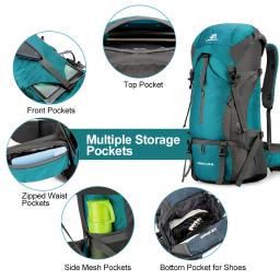 Weikani Large Capcity Caminhadas Mochila, Resistente à Água, Escalada, Camping, Trekking, Mochila de Viagem com Capa de Chuva, 70L - Image 4