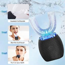 U forma sonic escova de dentes elétrica 360 graus limpeza da boca automática escova de dentes de silicone luz azul fria escova de clareamento dos dentes - Image 5