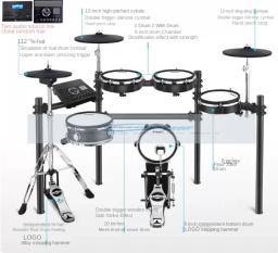 Kit de Bateria Eletrônica Profissional para Iniciantes, Tambor Elétrico, Percussão para Crianças Adultas, Mesh for Jazz, Tambor para Casa - Image 4