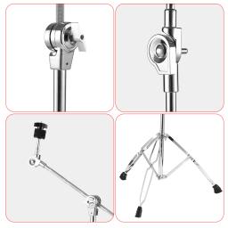 Suporte para pratos de dupla finalidade reto, suporte duplo, perna ajustável, ângulo de altura com pés de borracha, acessórios para kit de bateria - Image 5