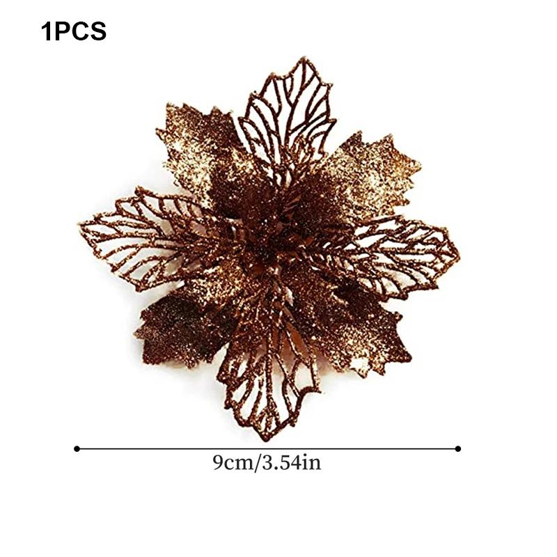 Bling Flower Heads for Christmas Tree Decoration, Vermelho, Ouro, Xmas Party, Tabela, Decoração Suprimentos, 10 Pcs, 5 Pcs, 1Pc - Image 1