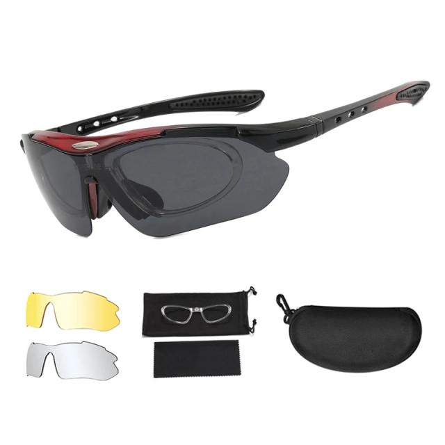 Óculos de Tiro à Prova de Explosão para Airsoft, Paintball e Atividades ao Ar Livre com Proteção UV400 e 3 Lentes Intercambiáveis